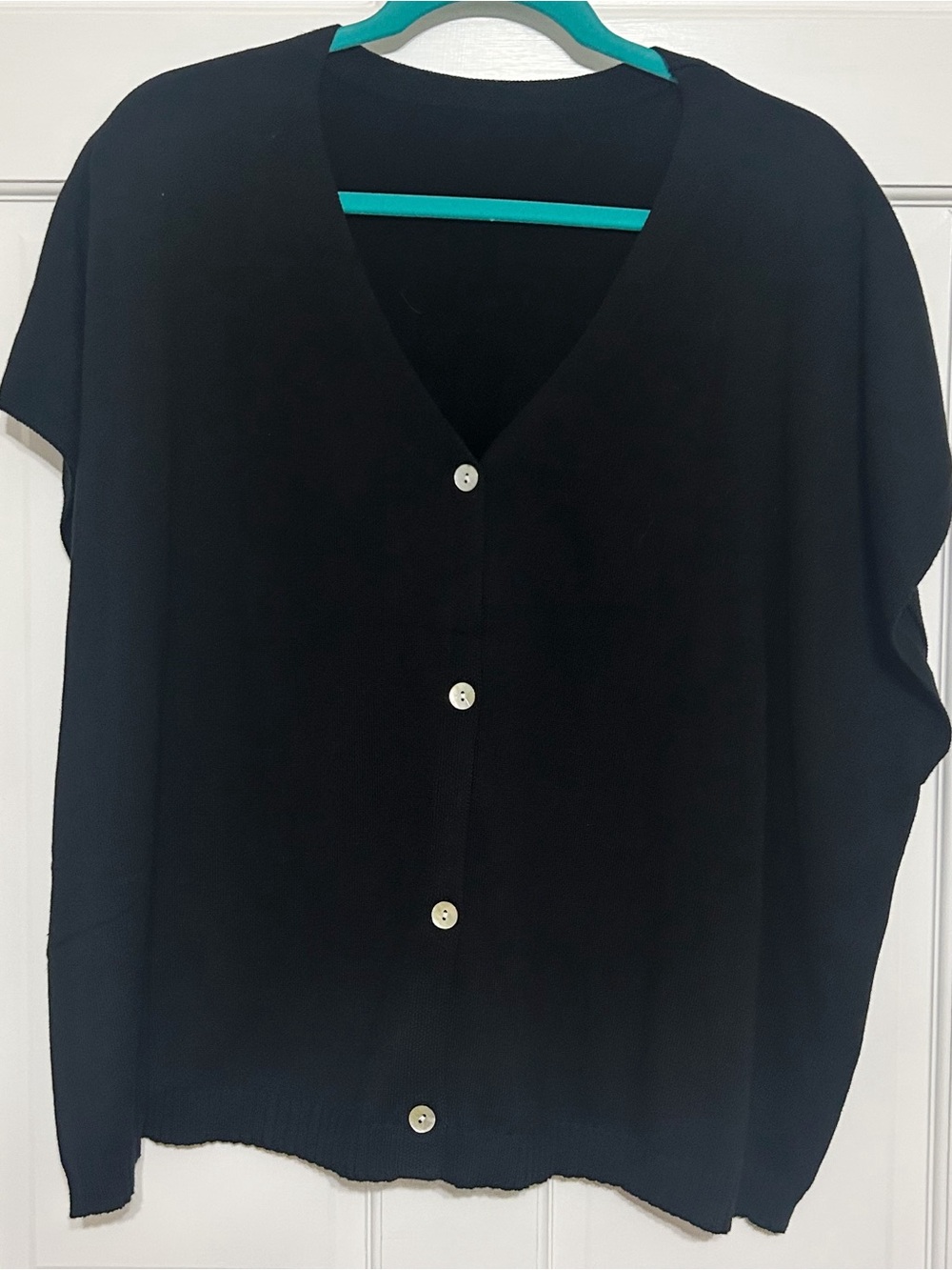 Black V-Neck Button Front Cardigan